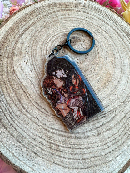 Adventure Galaxy Space Opera Din Djarin and Grogu inspired acrylic keychain