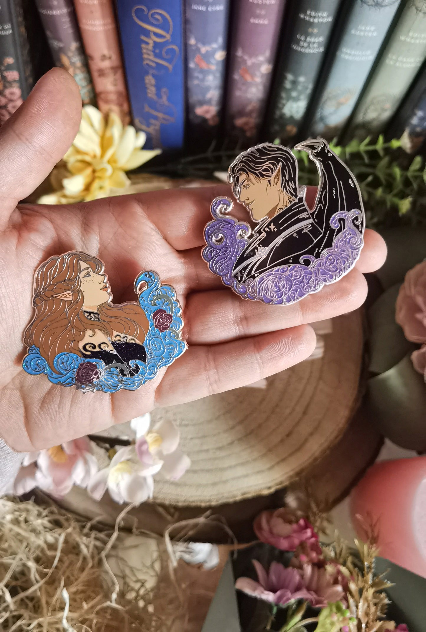 WOODEN PIN: I'm shipping them! Nessian, Feysand, Poppycas, Yenneralt, Jurdan, Darcy Elizabeth, Bryce Hunt, Rowaelin