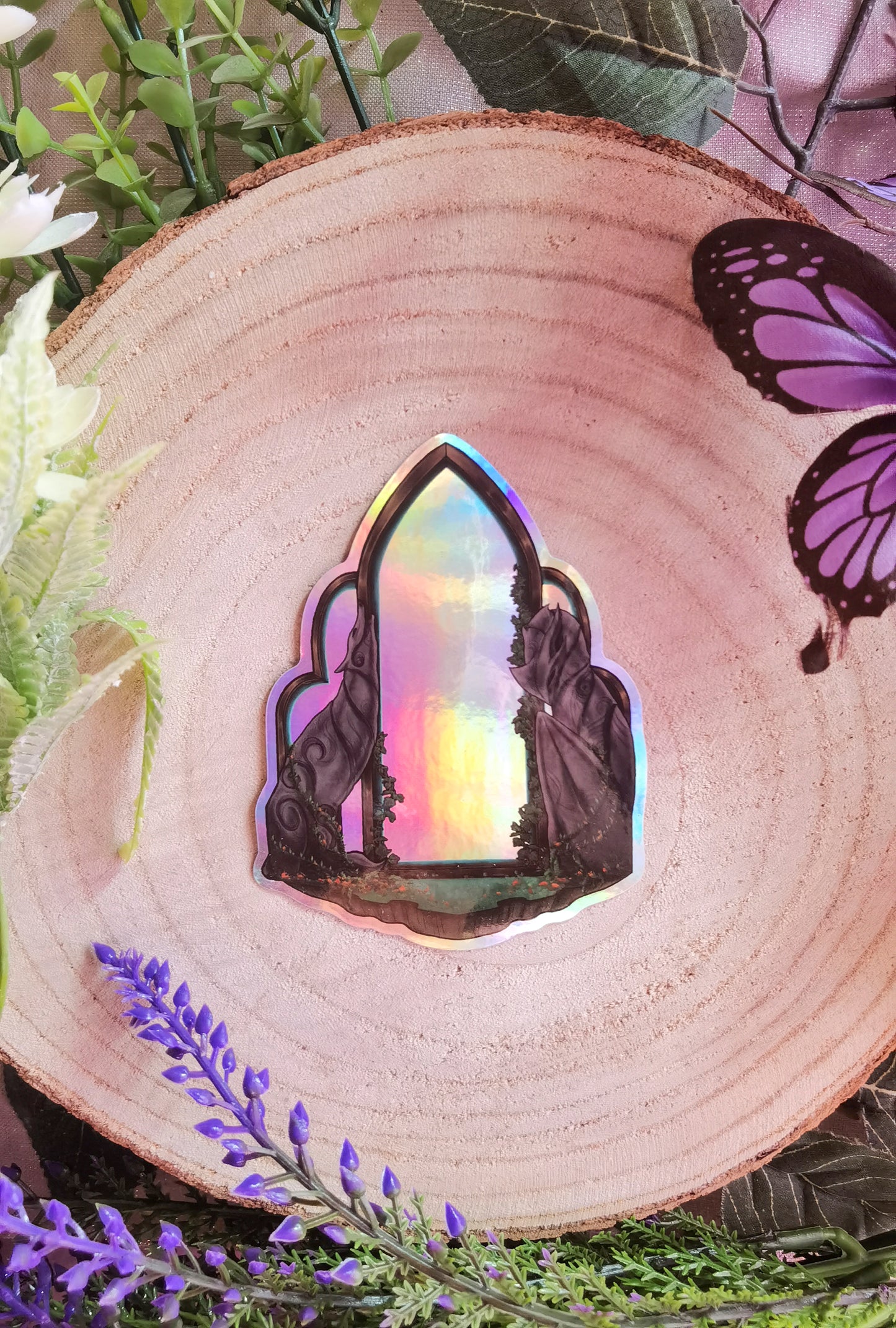 Espejo Eluvian pegatina de vinilo holográfica