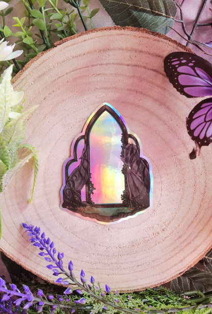 Espejo Eluvian pegatina de vinilo holográfica