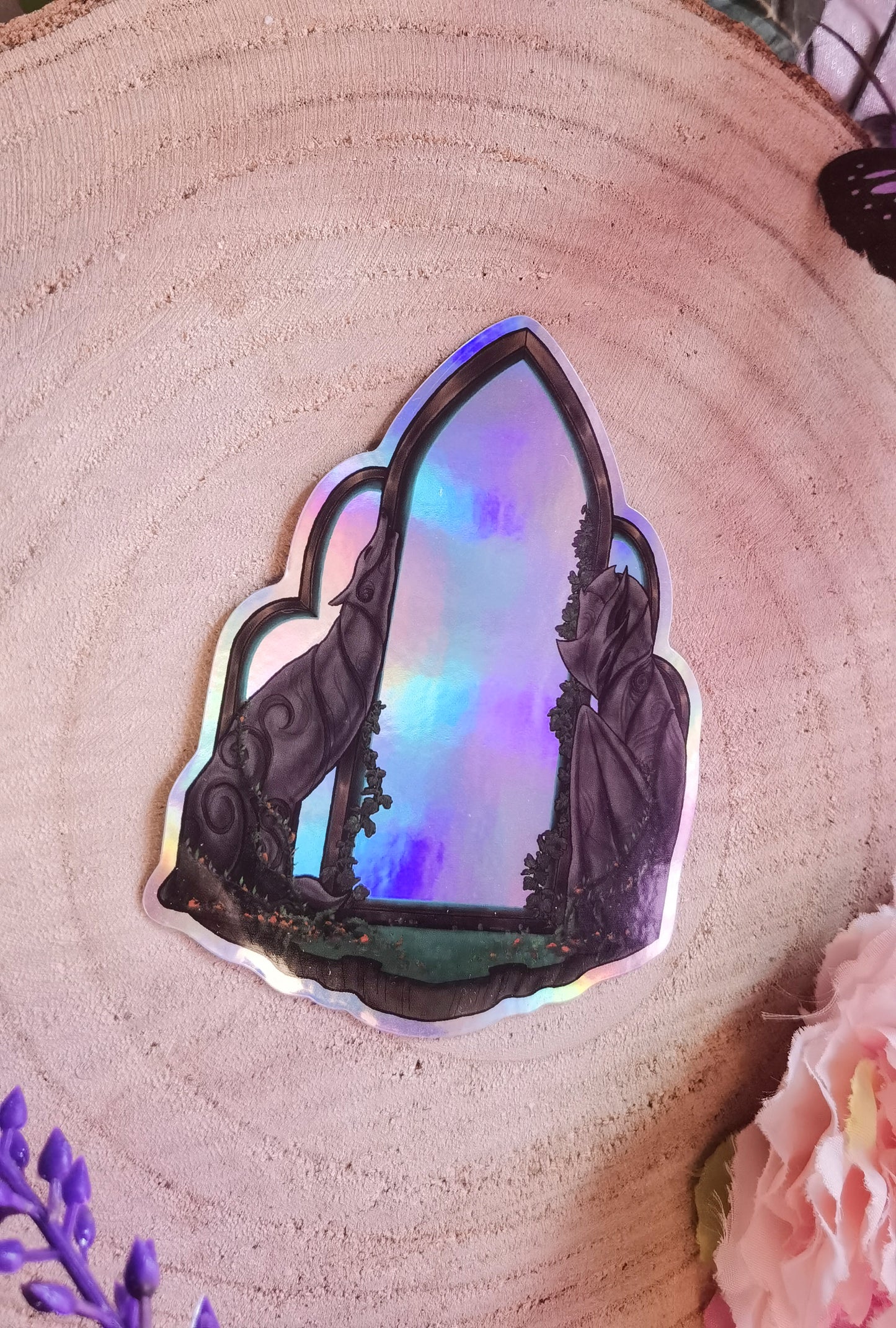Espejo Eluvian pegatina de vinilo holográfica