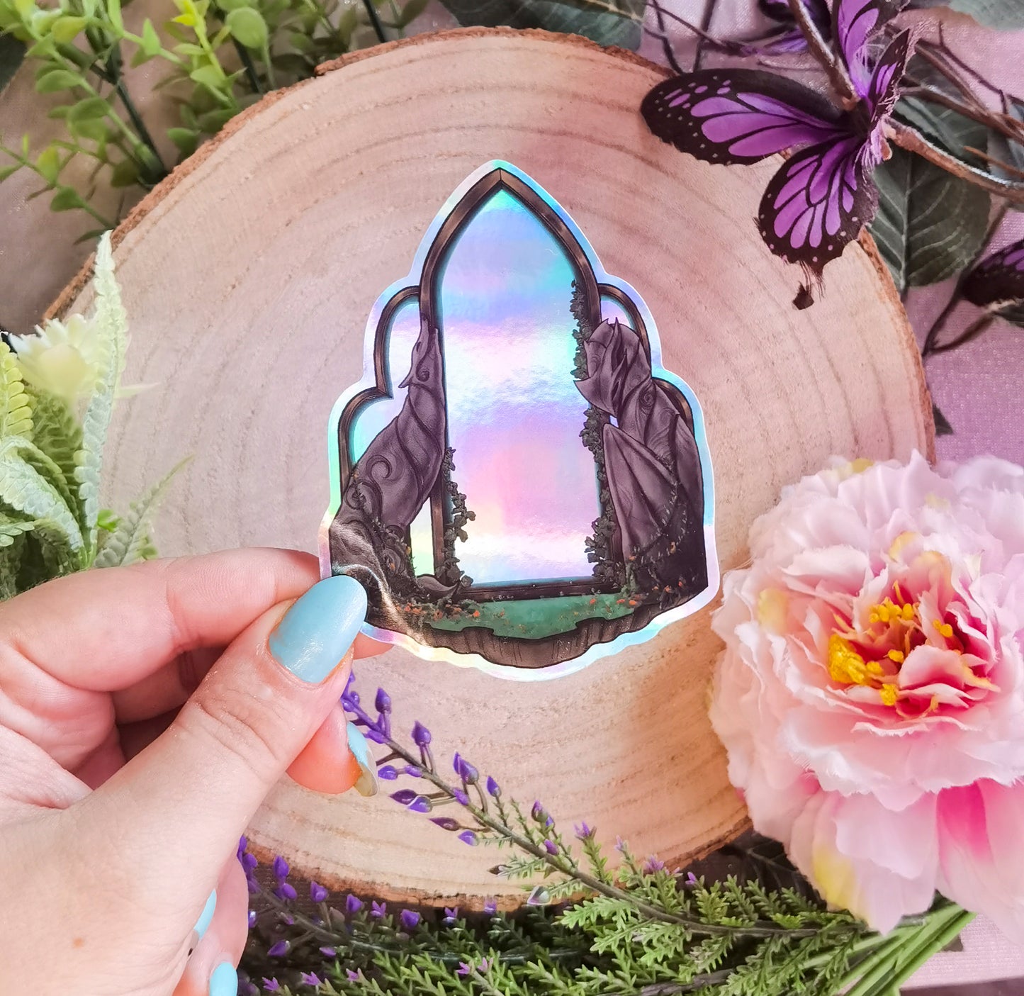 Espejo Eluvian pegatina de vinilo holográfica