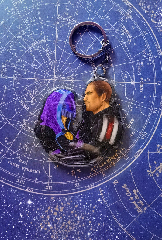 Mass Effect - Commander Shepard and Tali'Zorah amulet inspired acrylic keychain