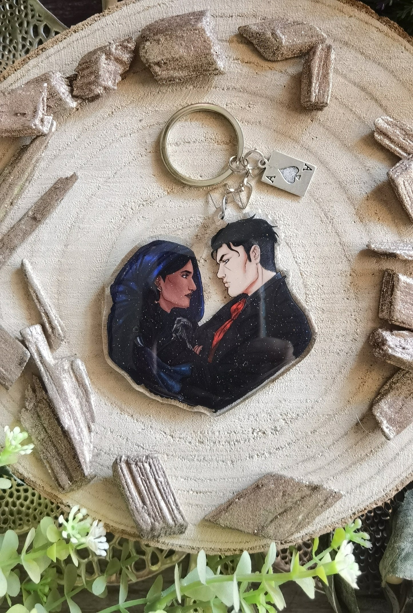 SIX OF CROWS Grishaverse Inej x Kaz inspired acrylic charm (Kanej)
