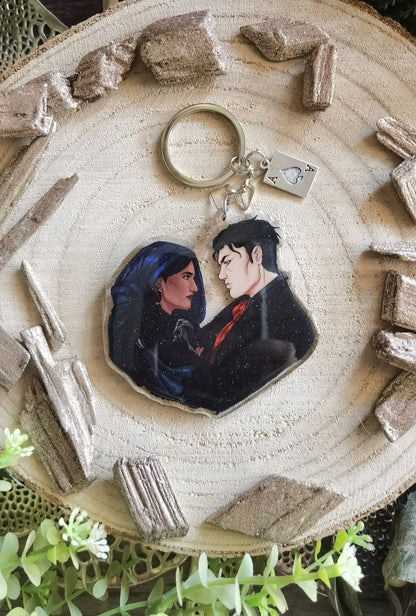 SIX OF CROWS Grishaverse Inej x Kaz inspired acrylic charm (Kanej)