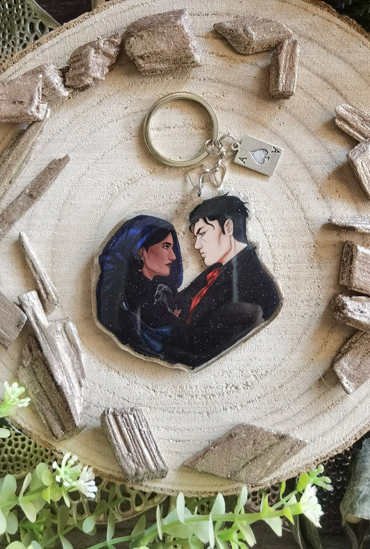 SIX OF CROWS Grishaverse Inej x Kaz inspired acrylic charm (Kanej)