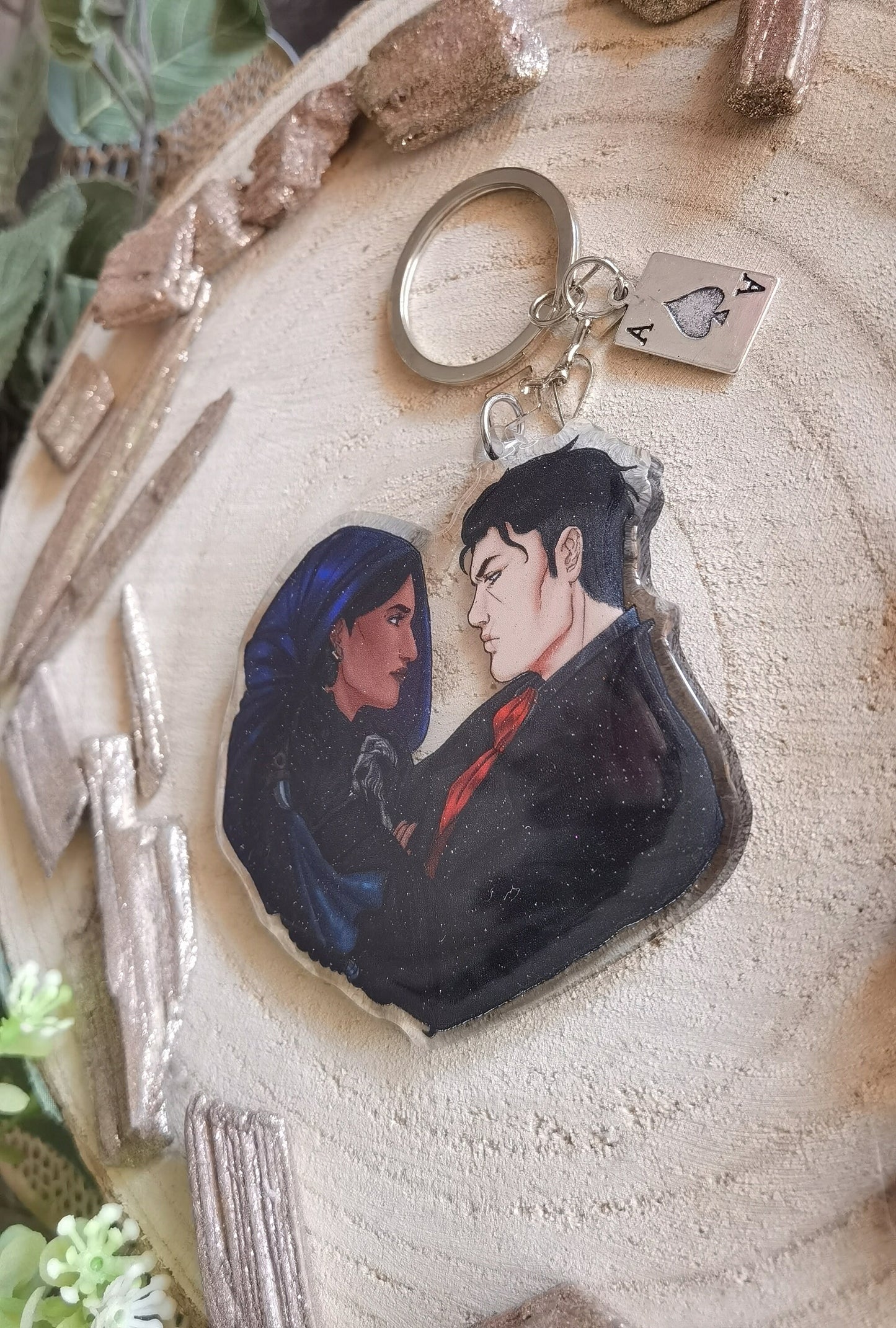SIX OF CROWS Grishaverse Inej x Kaz inspired acrylic charm (Kanej)