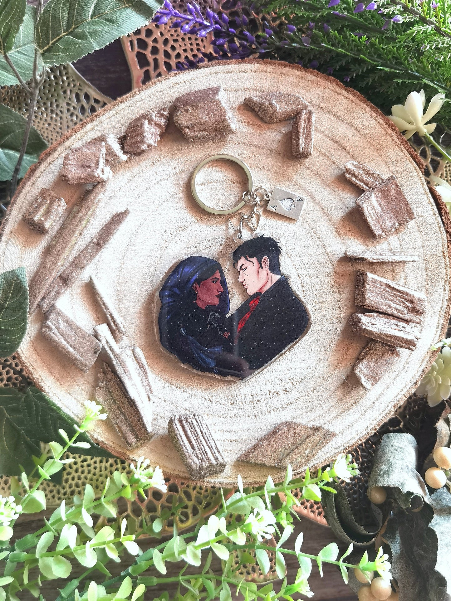 SIX OF CROWS Grishaverse Inej x Kaz inspired acrylic charm (Kanej)