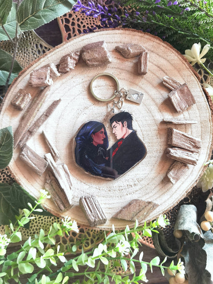 SIX OF CROWS Grishaverse Inej x Kaz inspired acrylic charm (Kanej)