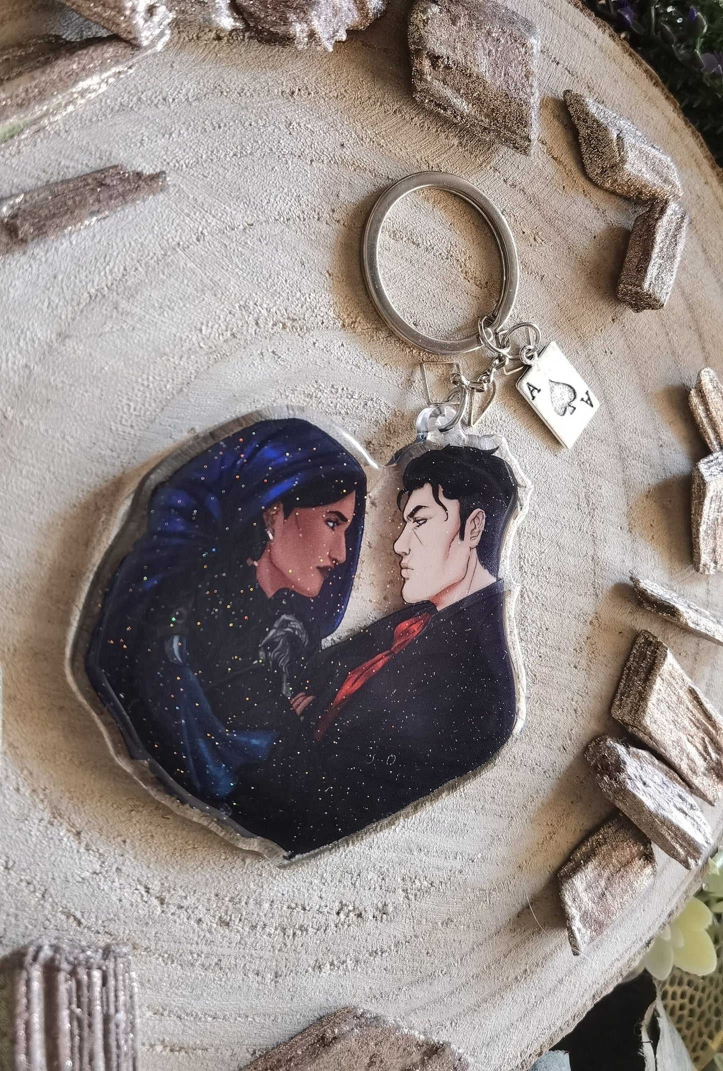 SIX OF CROWS Grishaverse Inej x Kaz inspired acrylic charm (Kanej)